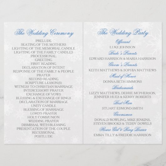 Papier Diamante Snowflake & Blue Ribbon Mariage d'hiver (Dos)