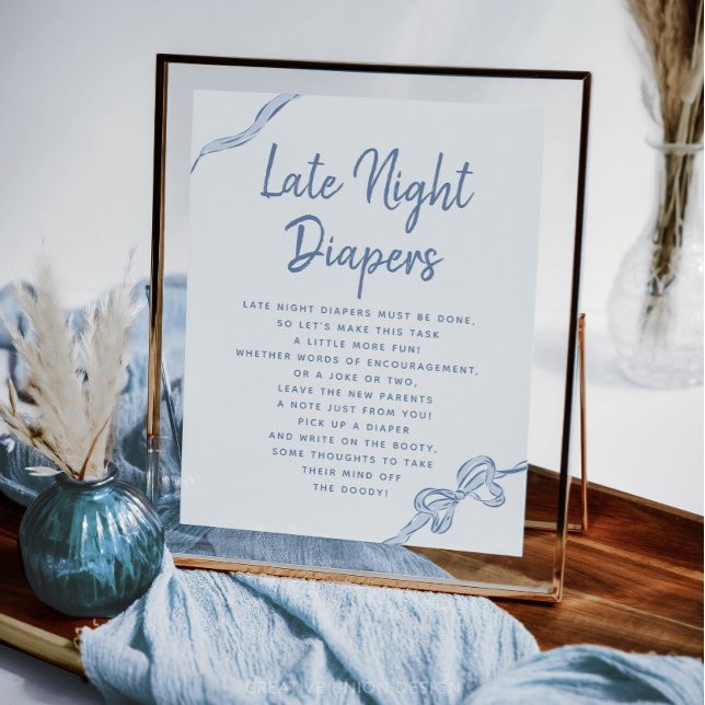 Papier Diapositives de nuit Bleu Bow Baby shower Jeu (Créateur téléchargé)