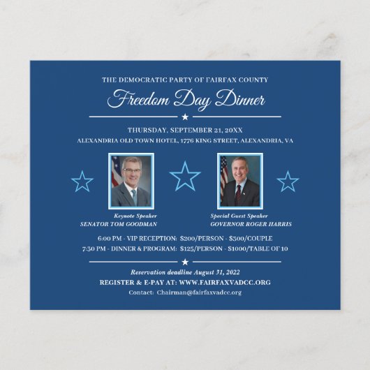 Papier Dîner de financement politique Invitation 2 Photos (Devant)