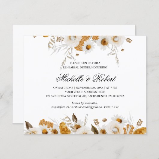 Papier Dîner de répétition blanc Mimosa jaune (Devant / Derrière)