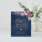 Papier Dîner de répétition budgétaire Burgundy Blue Flora (Debout devant)