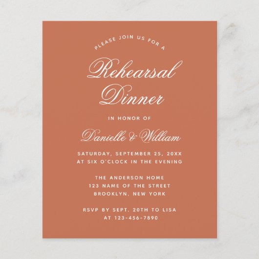 Papier Dîner de répétition budgétaire en terre cuite Invi (Devant)