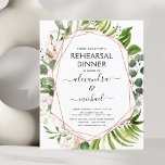 Papier Dîner de répétition budgétaire Eucalyptus Vert<br><div class="desc">Budget Eucalyptus Verdure Rose or - Blush rose Géométrique Aquarelle Botanique Printemps Répétition de mariage Invitations sur arrière - plan Blanc - comprend belle et élégante typographie script avec feuilles botaniques modernes et verdure pour la célébration spéciale de mariage.</div>