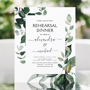 Papier Dîner de répétition budgétaire Foliage Vert Élégan