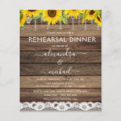 Papier Dîner de répétition budgétaire tournesol rustique (Devant)