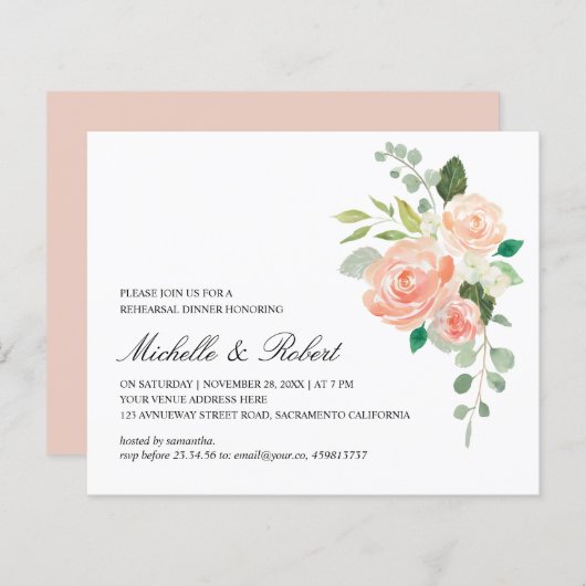 Papier Dîner de répétition Chic Pink Green Orange (Devant / Derrière)