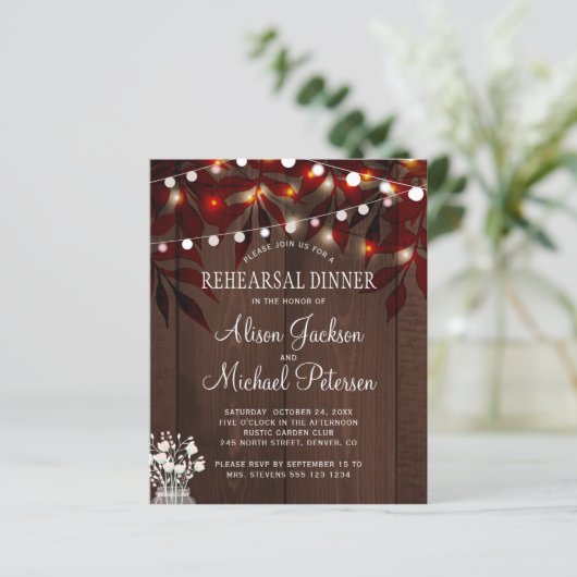Papier Dîner de répétition d'automne budget rustique invi (Debout devant)