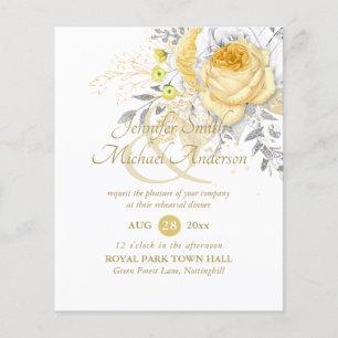 Papier Dîner de répétition de bouquet de rose or blanc