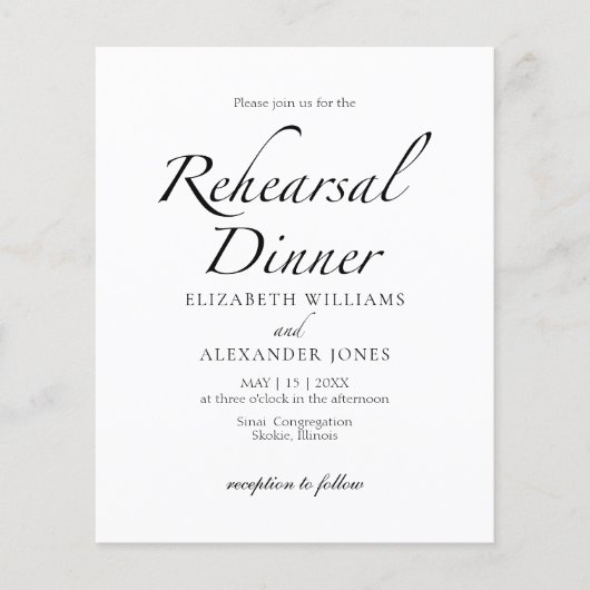 Papier Dîner de répétition de script moderne Invitation b (Devant)