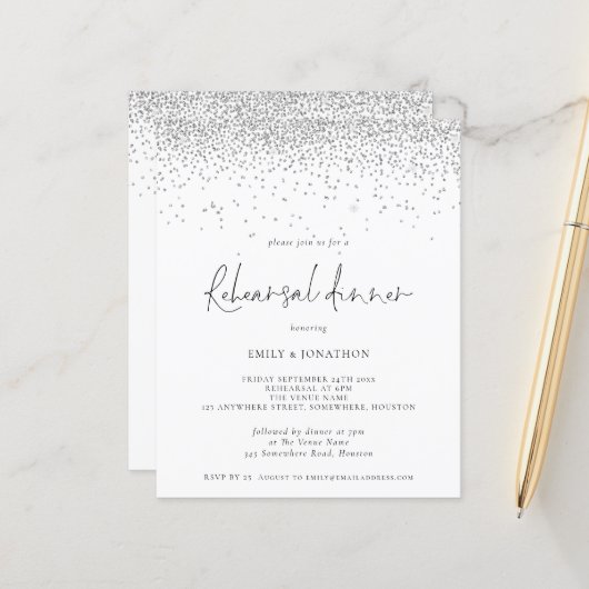 Papier Dîner de répétition du Mariage de la Parties scint (Devant/Arrière en situation)