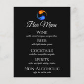 Papier Dîner et Bar Menu-Twin Flame Mariage Thème noir (Dos)