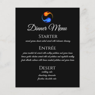 Papier Dîner et Bar Menu-Twin Flame Mariage Thème noir