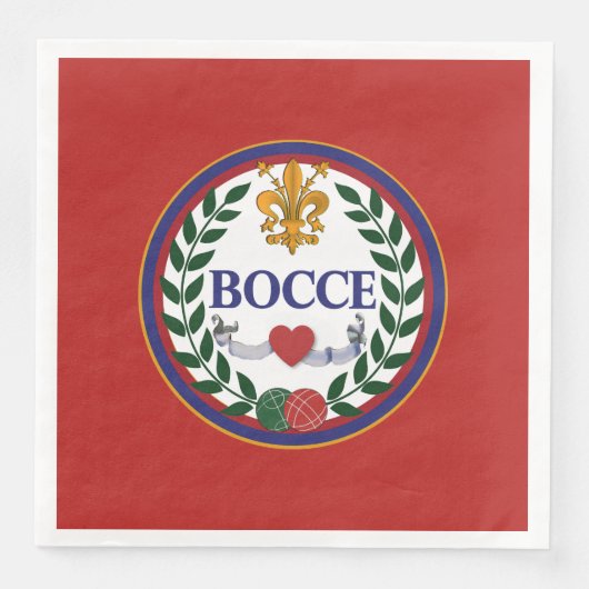 Papier diner servet met een bocce thema (Voorkant)