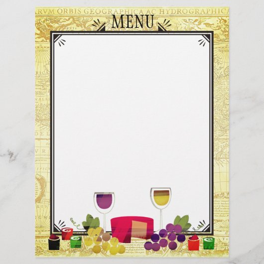 Papier Dîner-table au fromage de vin gourmet en chef (Devant)