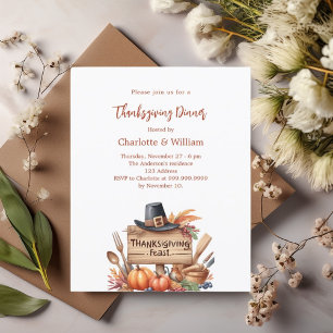 Papier Dîner Thanksgiving citrouille invitation ferme