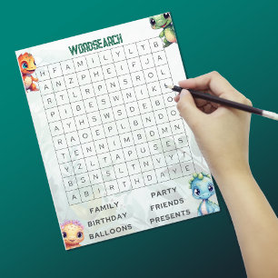 Papier Dino Roar Wordsearch Partie Fiche de jeu