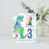 Papier Dinosaur 3ème anniversaire de fête Photo (Debout devant)