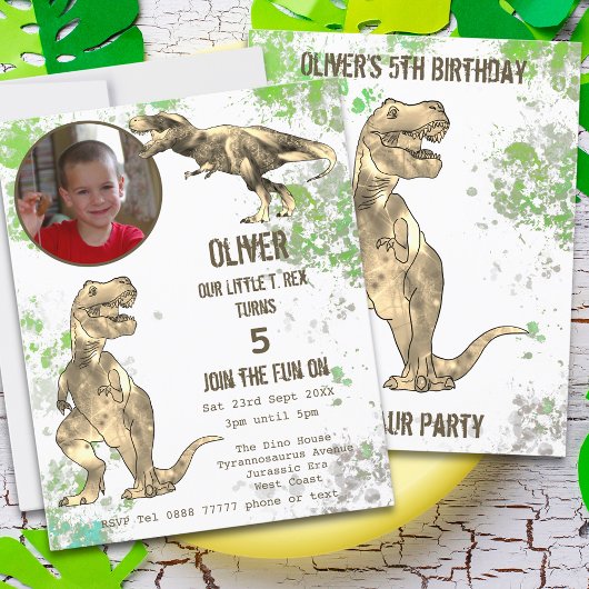 Papier Dinosaur 5e anniversaire fête T Rex Boys Photo Gre