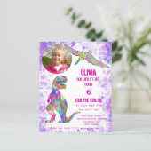 Papier Dinosaur 5e anniversaire T Rex Photo Purple Budget (Debout devant)