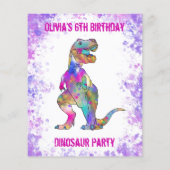 Papier Dinosaur 5e anniversaire T Rex Photo Purple Budget (Dos)