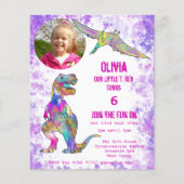 Papier Dinosaur 5e anniversaire T Rex Photo Purple Budget (Devant)