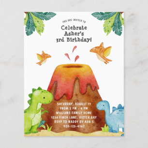 Papier Dinosaur Anniversaire Fête Invitation