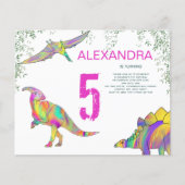 Papier Dinosaur aquarelle 5e anniversaire fête budget ros (Devant)