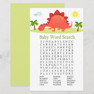Papier Dinosaur Baby shower Mot de recherche Jeu