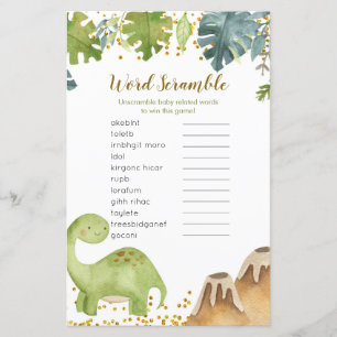 Papier Dinosaur Baby shower Mot Débauche Jeu
