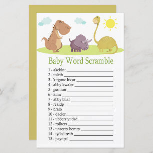 Papier Dinosaur Bébé mot brouillage jeu