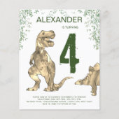 Papier Dinosaur Boys 4e anniversaire du budget de la fête (Devant)