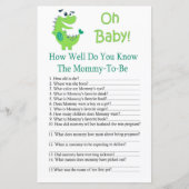 Papier Dinosaur Connaissez-vous bien le jeu de baby showe (Devant)