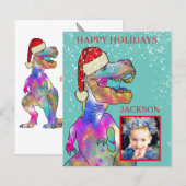 Papier Dinosaur Enfants Photo de Noël (Devant / Derrière)