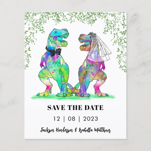 Papier Dinosaur Mariage à thème Enregistrer la date Budge (Devant)