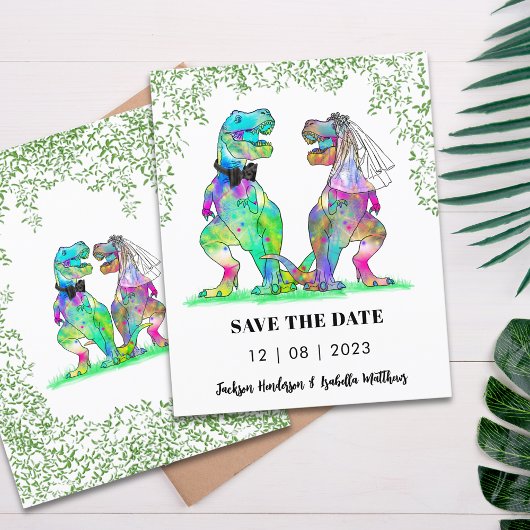Papier Dinosaur Mariage à thème Enregistrer la date Budge
