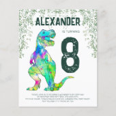 Papier Dinosaur T-Rex Budget de fête d'anniversaire (Devant)