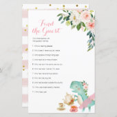 Papier Dinosaur Tea Party Floral Trouvez le jeu Invité (Devant / Derrière)