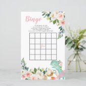 Papier Dinosaur Tea Party Peach Floral Baby shower Bingo (Debout devant)
