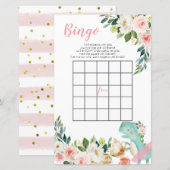 Papier Dinosaur Tea Party Peach Floral Baby shower Bingo (Devant / Derrière)