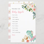 Papier Dinosaur Tea Party Prières florales pour bébé (Devant / Derrière)