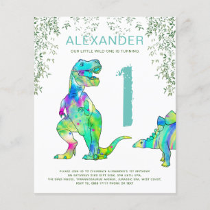 Papier Dinosaure aquarelle 1ère fête d'anniversaire