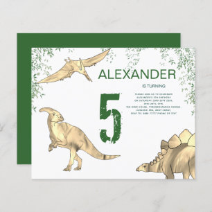 Papier Dinosaure aquarelle Anniversaire budget fête verte