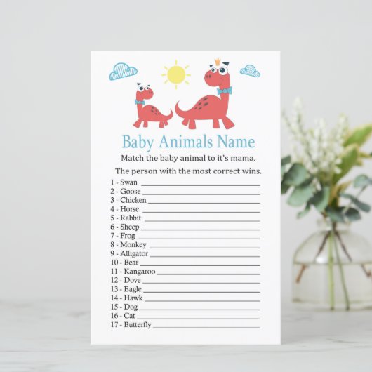 Papier Dinosaure rouge Bébé Animaux Nom Jeu (Debout devant)