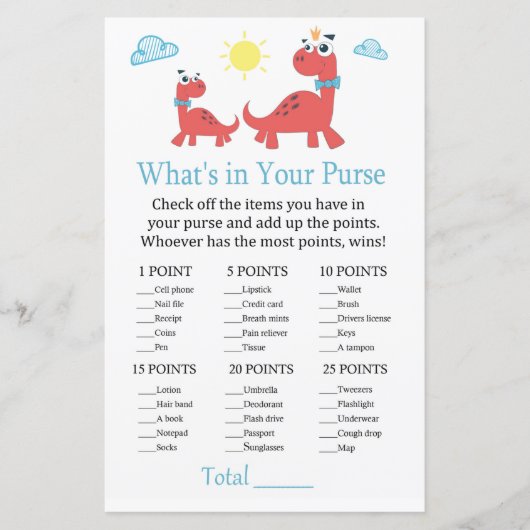 Papier Dinosaure rouge Qu'y a-t-il dans votre baby shower (Devant)