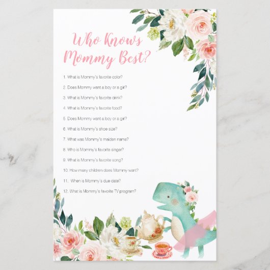 Papier Dinosaure Tea Party Qui Connaît Maman Meilleur (Devant)