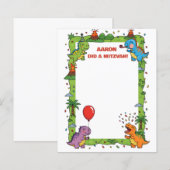 Papier Dinosaure Vert Thème Customisé Nom Mitzvah Note (Devant / Derrière)