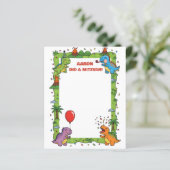 Papier Dinosaure Vert Thème Customisé Nom Mitzvah Note (Debout devant)