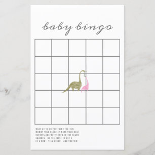 Papier Dinosaures Baby shower Rose Jeu de Bingo