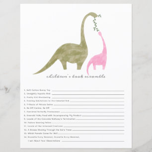 Papier Dinosaures Baby shower rose Livre Scramble Jeu