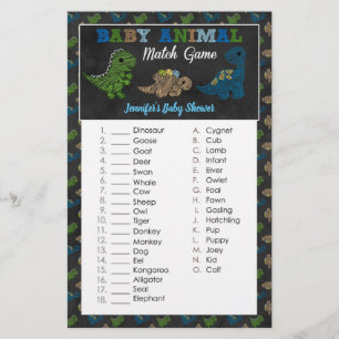 Papier Dinosaures Chalkboard Baby shower animal match jeu